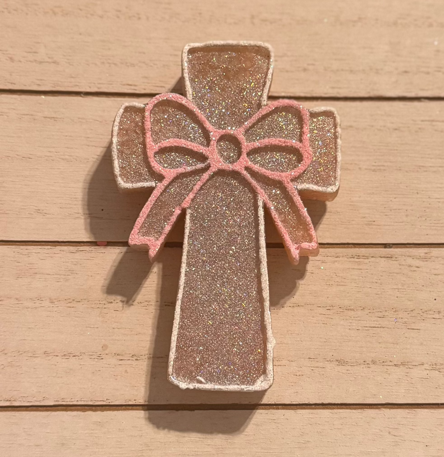 Cross With Bow Hanging Freshie