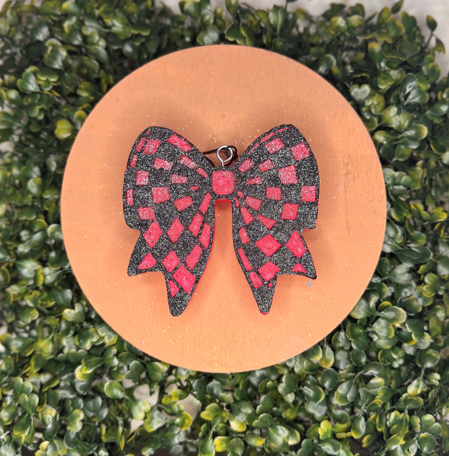 Checkered Bow Hanging Freshie