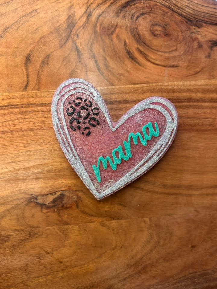 Mama Heart With Cheetah Print Hanging Freshie