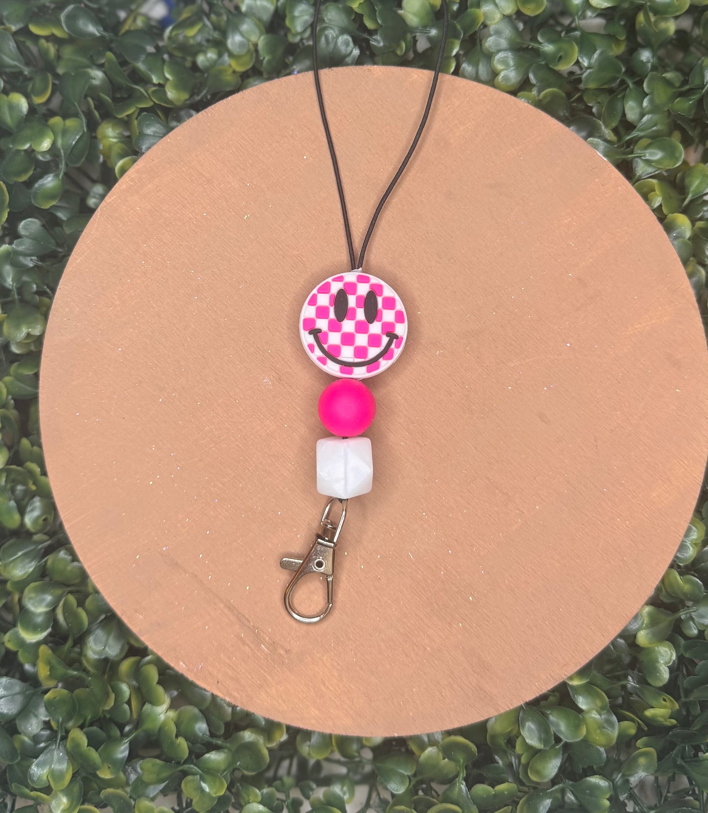 Checkered smiley freshie hanger