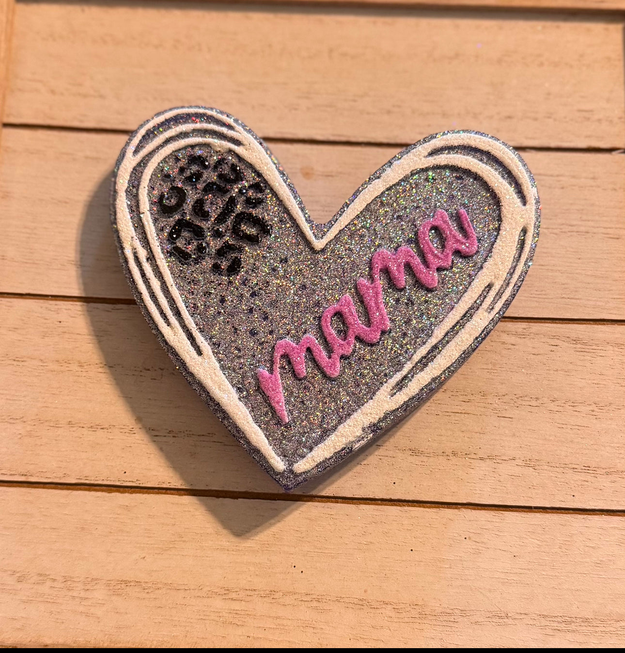 Mama Heart With Cheetah Print Hanging Freshie