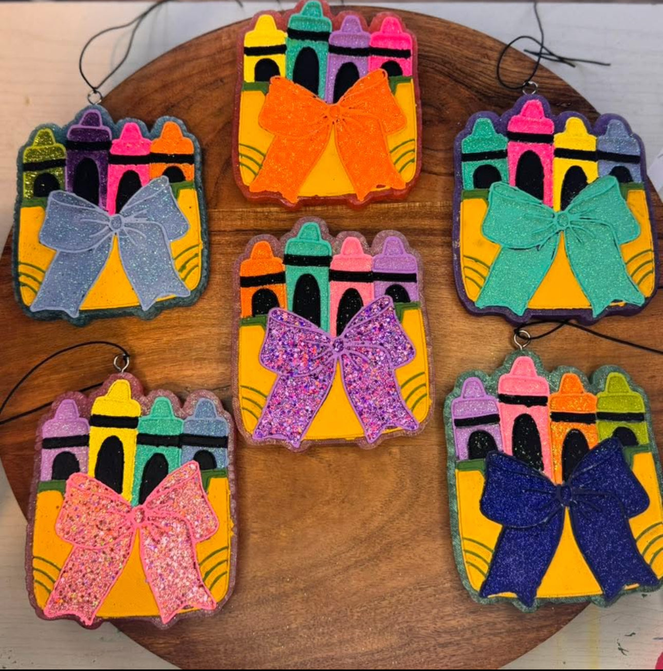 Crayon Box With Bow Hanging Freshie