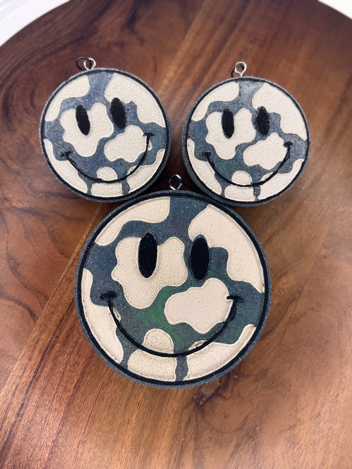 Cow Print Smiley Hanging Freshie & Vent Clips