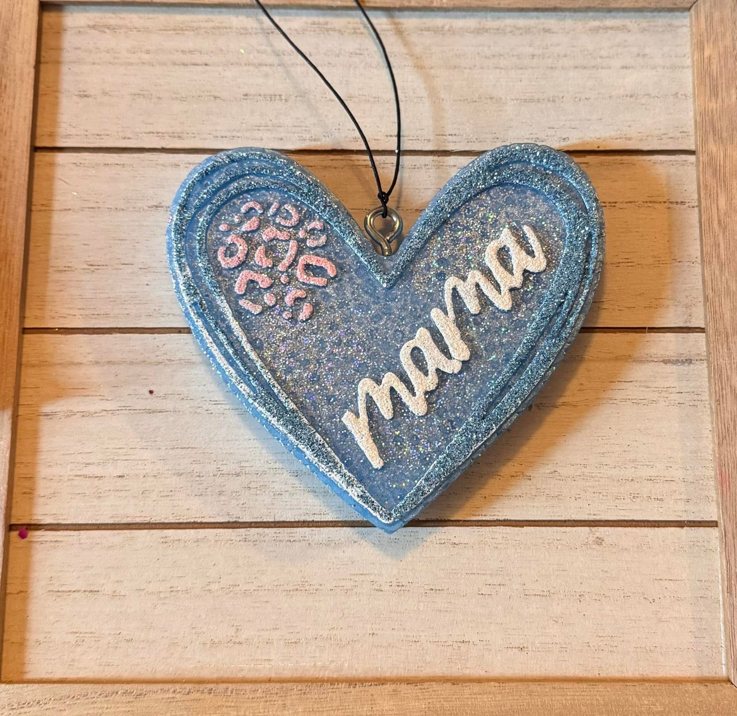 Mama Heart With Cheetah Print Hanging Freshie