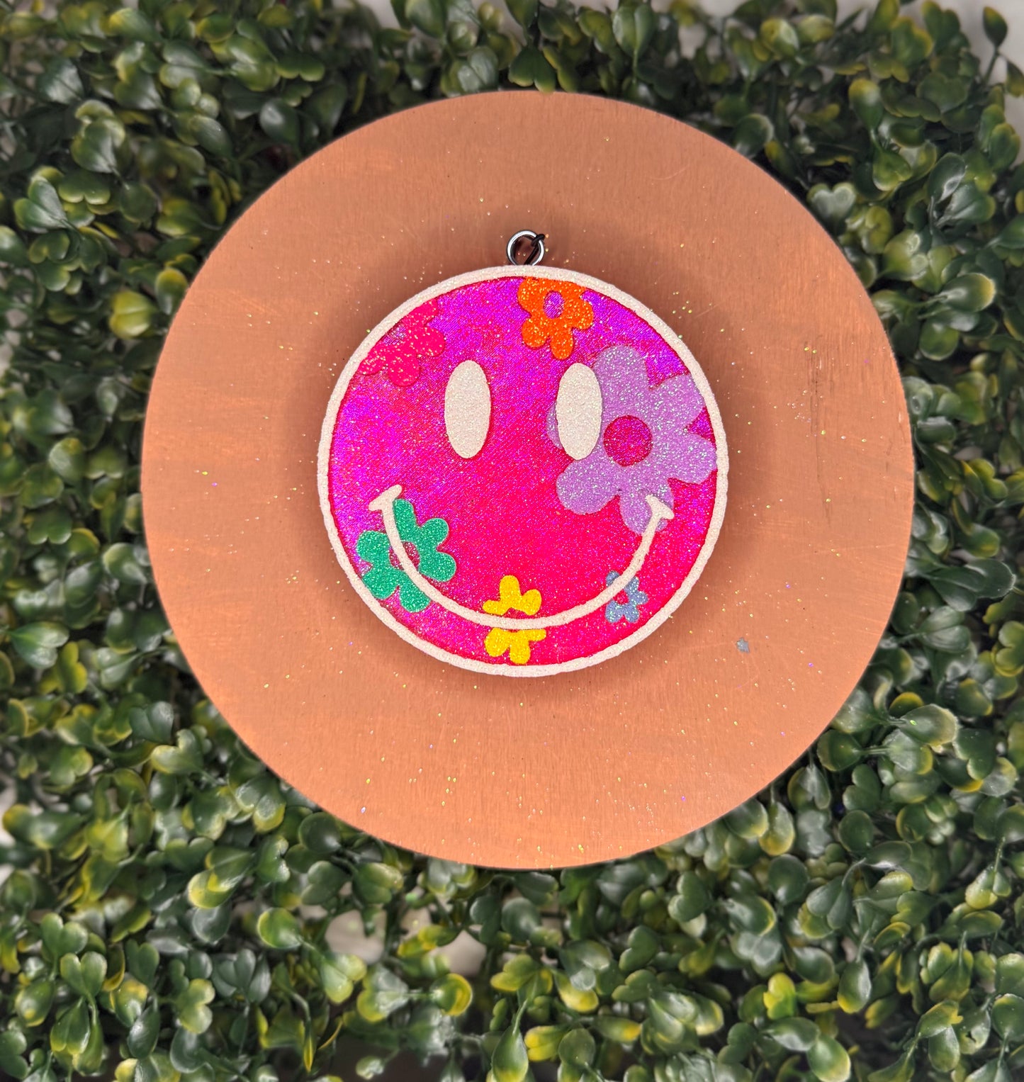 Neon Flower Smiley Hanging Freshie
