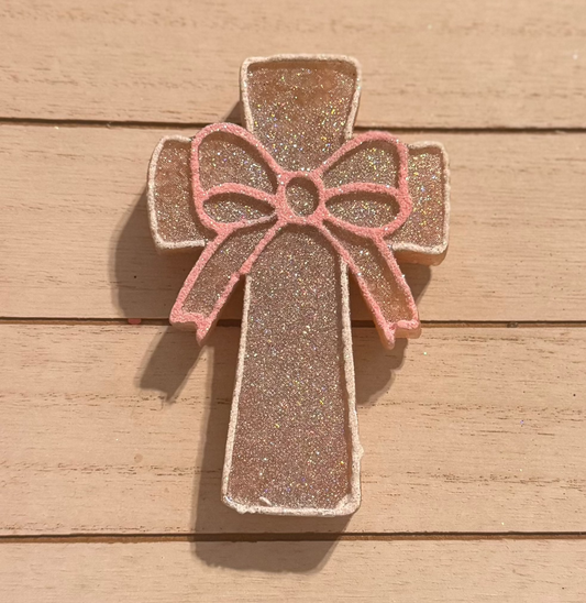 Cross With Bow Hanging Freshie