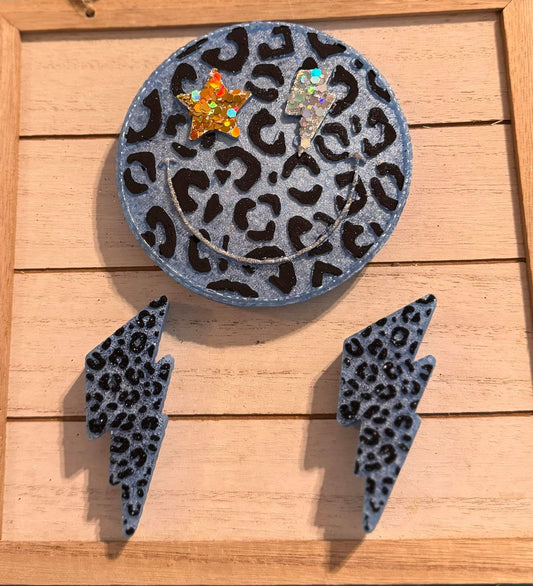 Lightening Bolt Smiley Hanging Freshie & Vent Clips