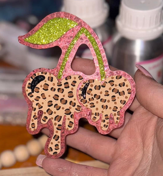 Cheetah Print Cherries Hanging Freshie