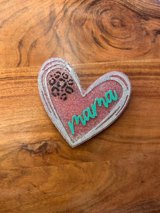 Mama Heart With Cheetah Print Hanging Freshie