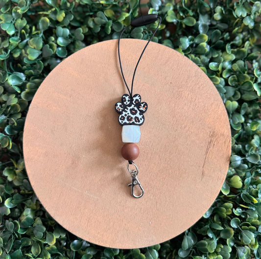 Black and white cheetah paw print freshie hanger