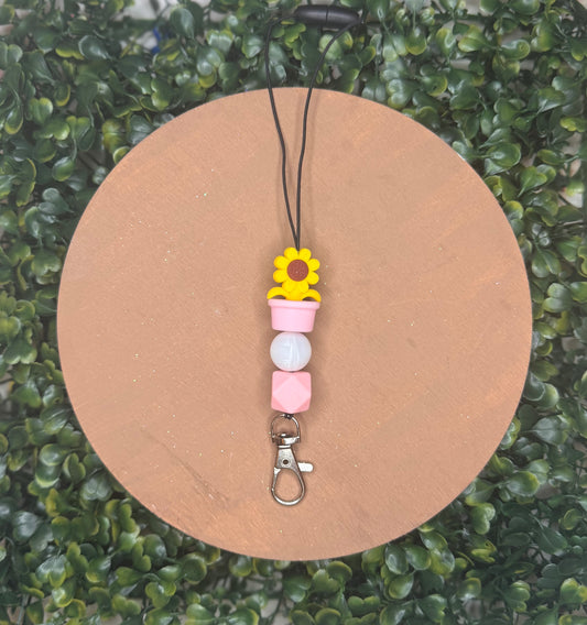 Pink potted sunflower freshie hanger