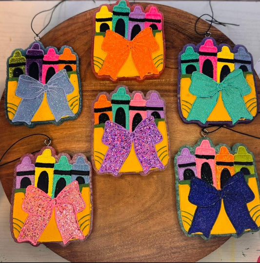 Crayon Box With Bow Hanging Freshie