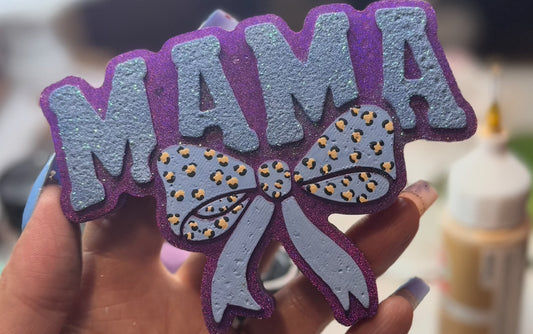 Mama Bow Hanging Freshie With Cheetah Print Bow