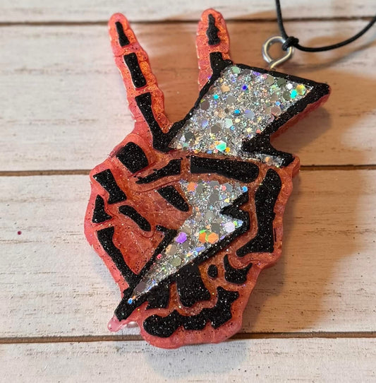 Lightning Peace Hand Hanging Freshie