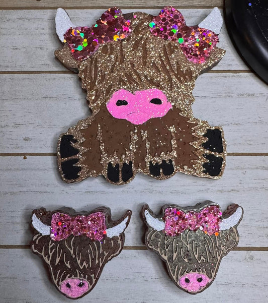 Pig Tail Bow Highlander Hanging Freshie & Vent Clips (Copy)