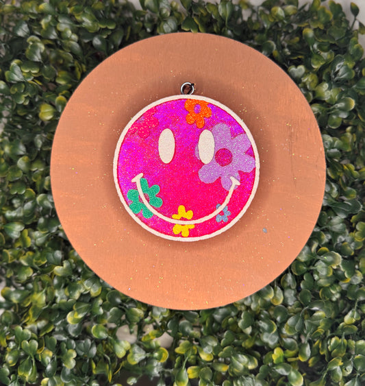 Neon Flower Smiley Hanging Freshie