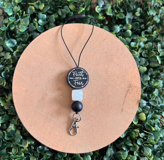 Black and white faith over fear freshie hanger