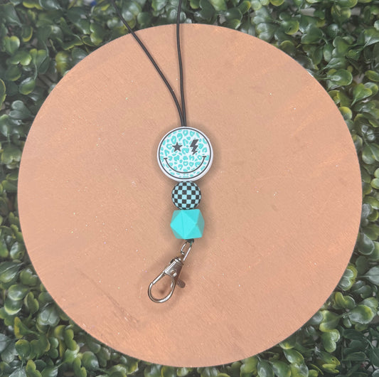Teal cheetah smiley freshie hanger